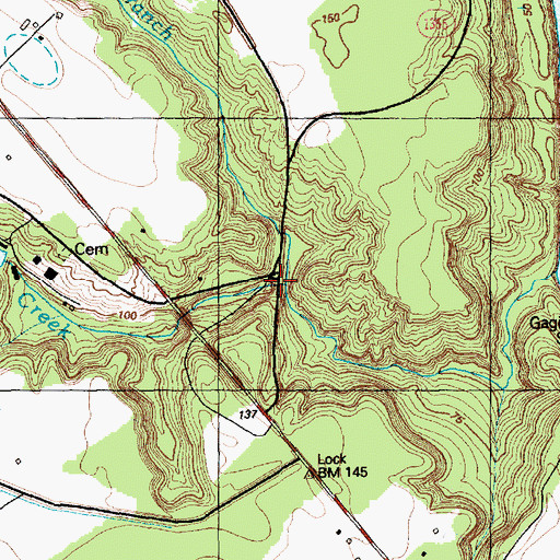 Topographic Map of Mines Creek, NC