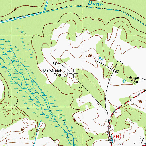 Topographic Map of Mount Moriah Cemetery, NC
