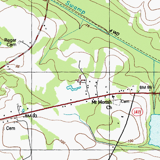 Topographic Map of Mount Moriah Church, NC