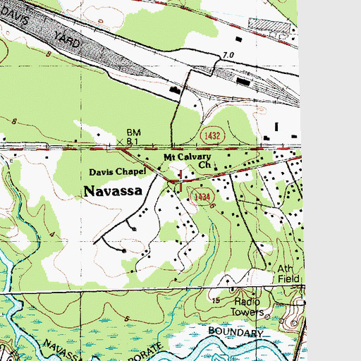 Topographic Map of Navassa, NC