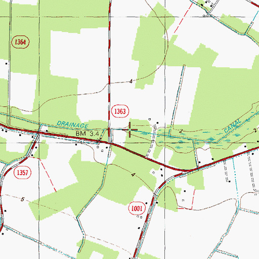 Topographic Map of Newland Drainage Canal, NC