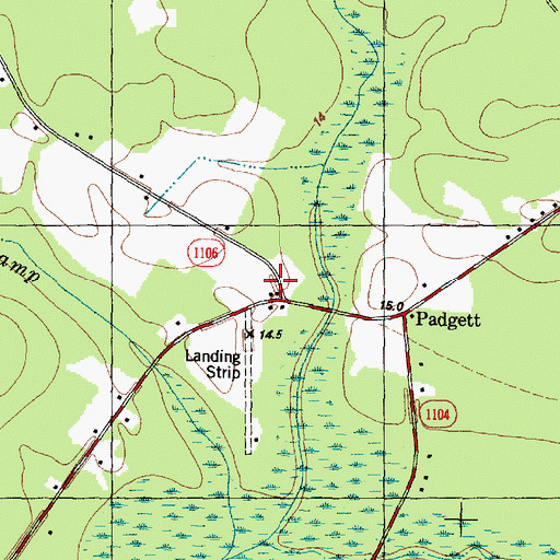 Topographic Map of Padgett, NC