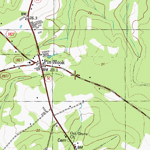 Topographic Map of Pin Hook, NC