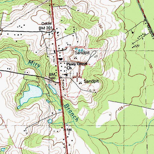 Topographic Map of Piney Grove Church, NC