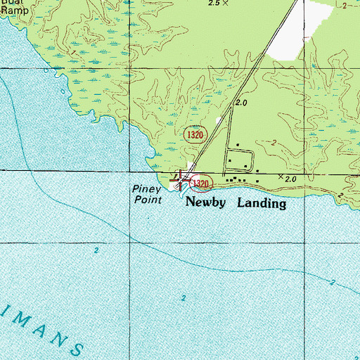 Topographic Map of Piney Point, NC