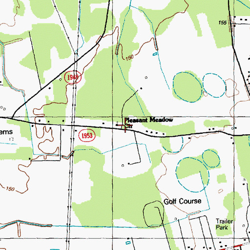 Topographic Map of Pleasant Meadow Church, NC