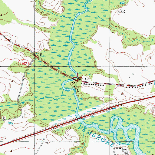 Topographic Map of Pollock Swamp, NC