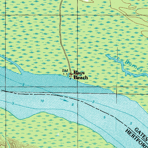 Topographic Map of Rays Beach, NC