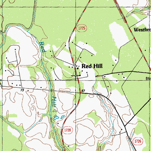 Topographic Map of Red Hill, NC