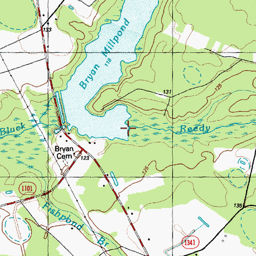 Topographic Map of Reedy Meadow Swamp, NC