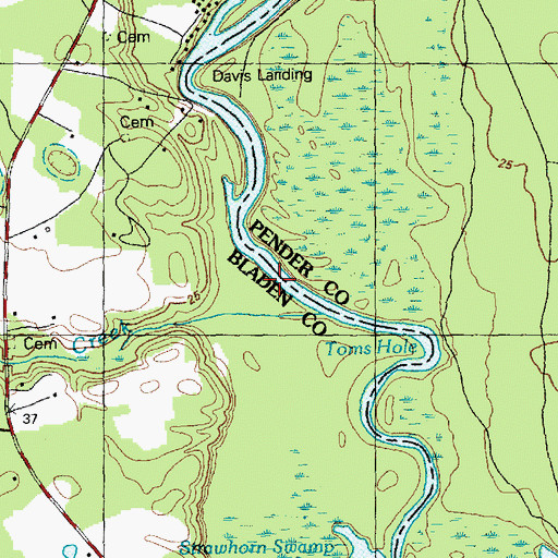 Topographic Map of Rowan Creek, NC