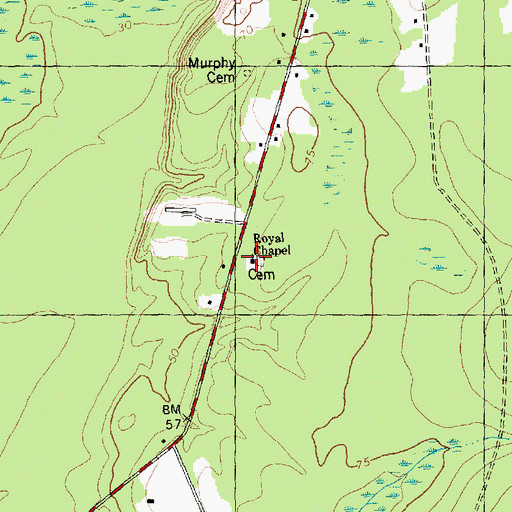 Topographic Map of Royal Chapel, NC