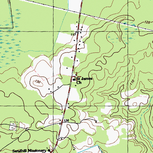 Topographic Map of Saint James Church, NC