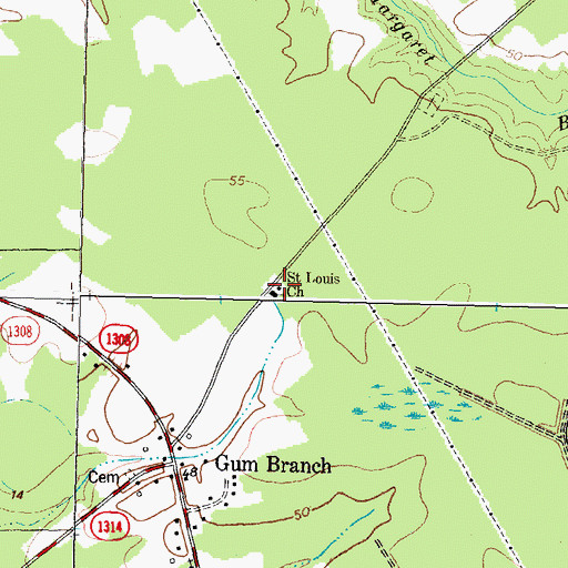 Topographic Map of Saint Louis Church, NC