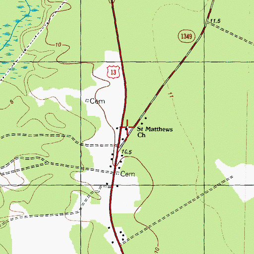 Topographic Map of Saint Matthews Church, NC
