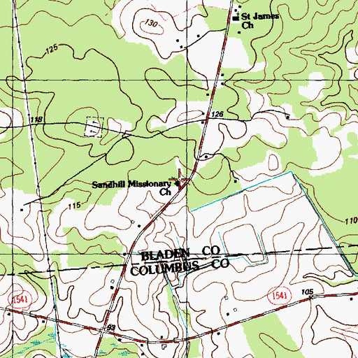 Topographic Map of Sandhill Missionary Church, NC