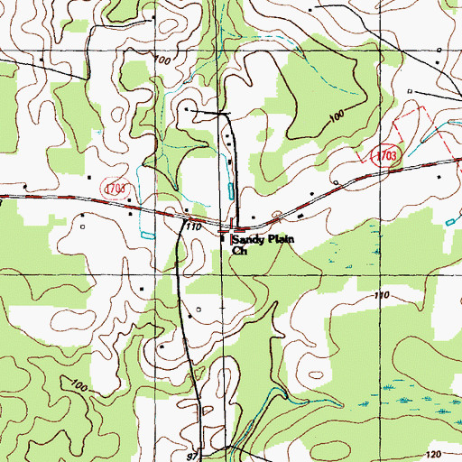 Topographic Map of Sandy Plain Church, NC