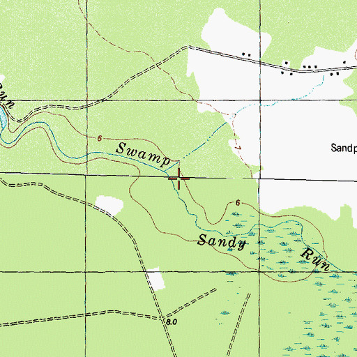 Topographic Map of Sandy Run Swamp, NC