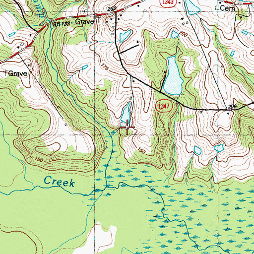 Topographic Map of Sassarixa Swamp, NC