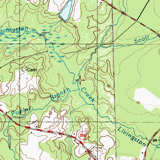 Topographic Map of Scott Branch, NC