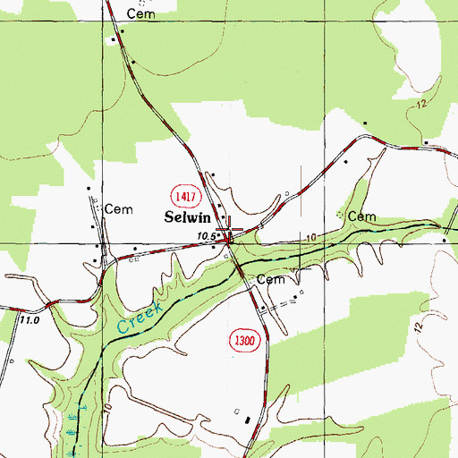 Topographic Map of Selwin, NC