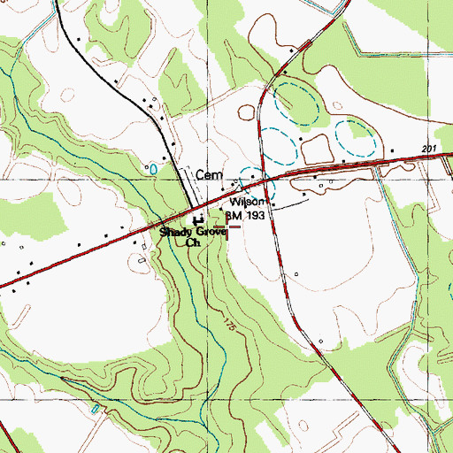 Topographic Map of Shady Grove School (historical), NC