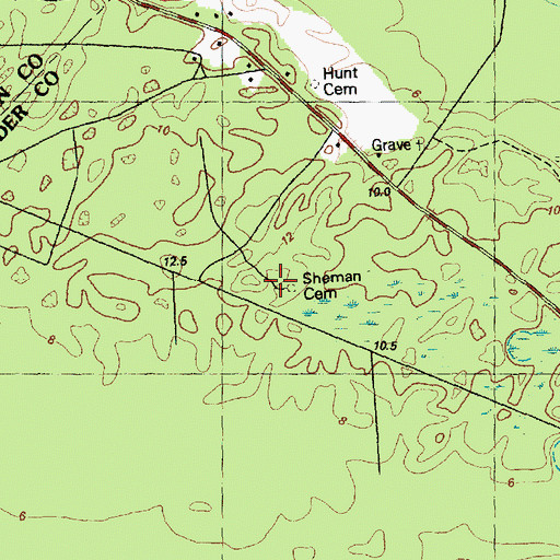 Topographic Map of Sheman Cemetery, NC