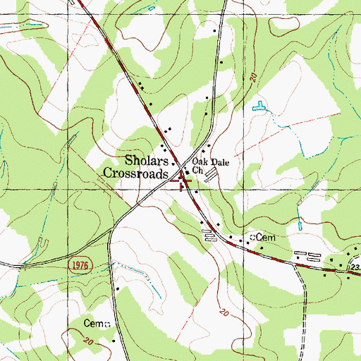 Topographic Map of Sholars Crossroads, NC