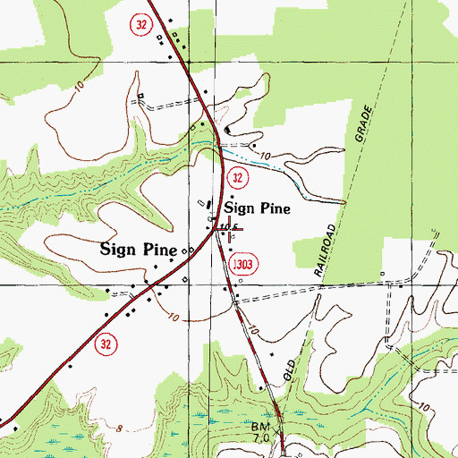 Topographic Map of Sign Pine, NC
