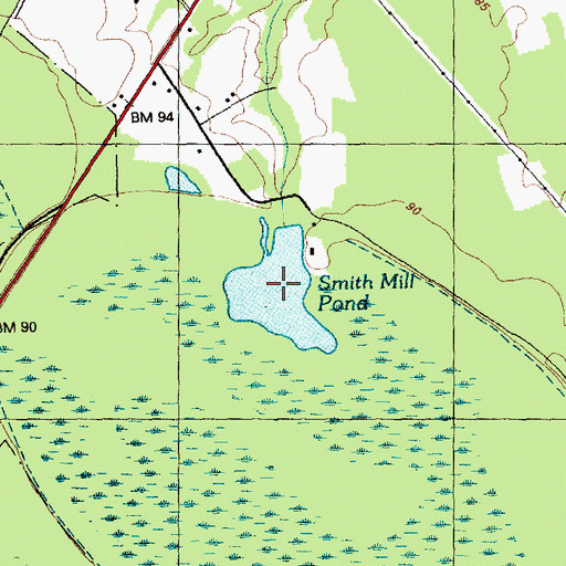 Topographic Map of Smith Mill Pond, NC