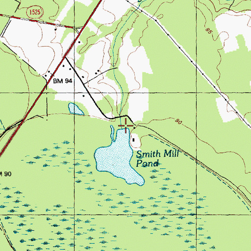 Topographic Map of Smith Mill Pond Run, NC