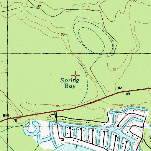 Topographic Map of Spring Bay, NC