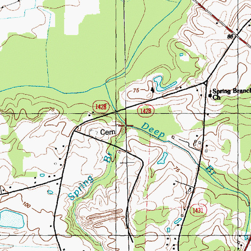 Topographic Map of Spring Branch, NC