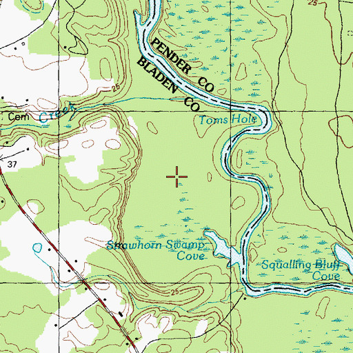 Topographic Map of Strawhorn Swamp Cove, NC