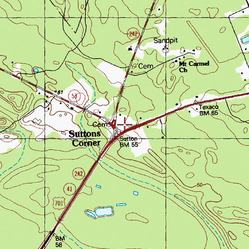 Topographic Map of Suttons Corner, NC