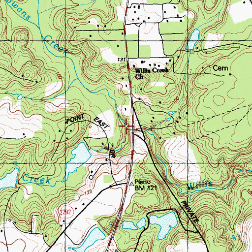 Topographic Map of Swans Creek, NC