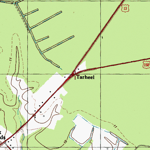 Topographic Map of Tarheel, NC