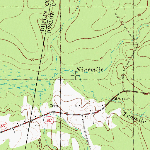 Topographic Map of Tenmile Creek, NC
