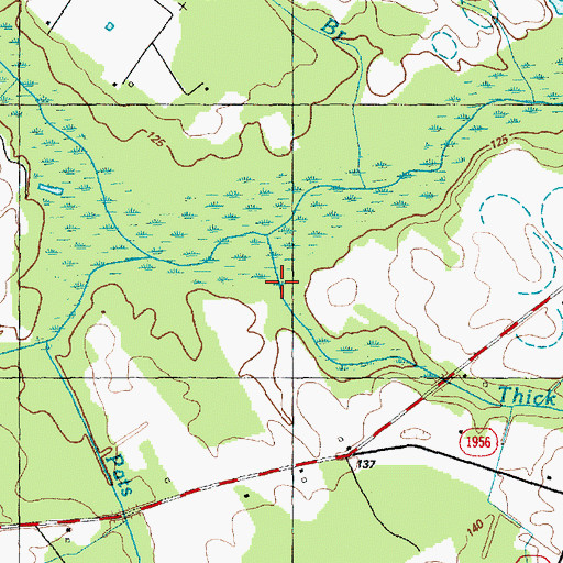 Topographic Map of Thick Branch, NC