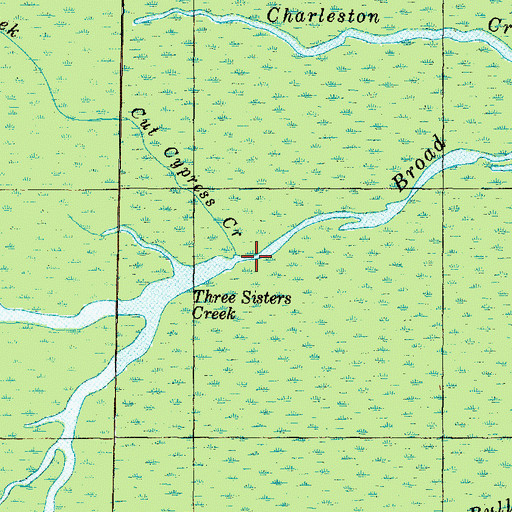 Topographic Map of Three Sisters Creek, NC