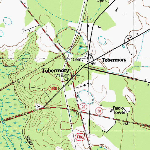 Topographic Map of Tobermory, NC