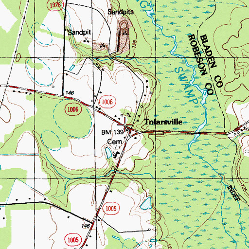 Topographic Map of Tolarsville, NC