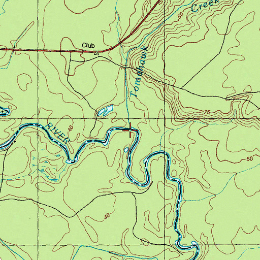 Topographic Map of Tomahawk Creek, NC