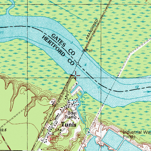 Topographic Map of Tunis, NC