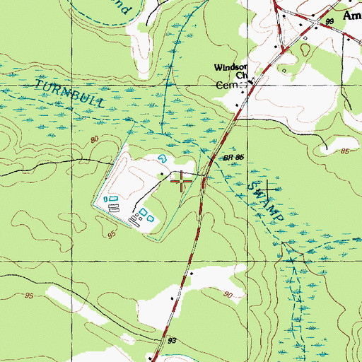 Topographic Map of Turnbull Swamp, NC