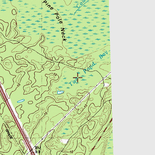 Topographic Map of Two Pond Bay, NC