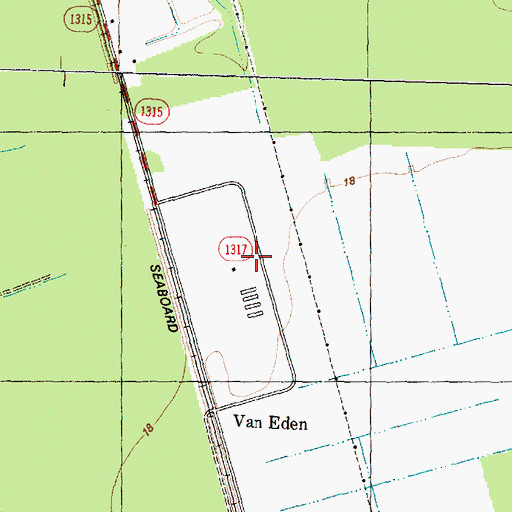 Topographic Map of Van Eden, NC
