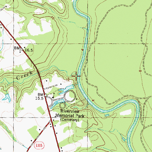 Topographic Map of Washington Creek, NC