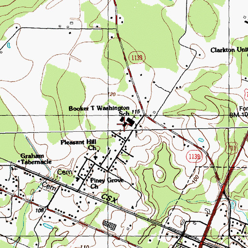 Topographic Map of Booker T Washington School, NC