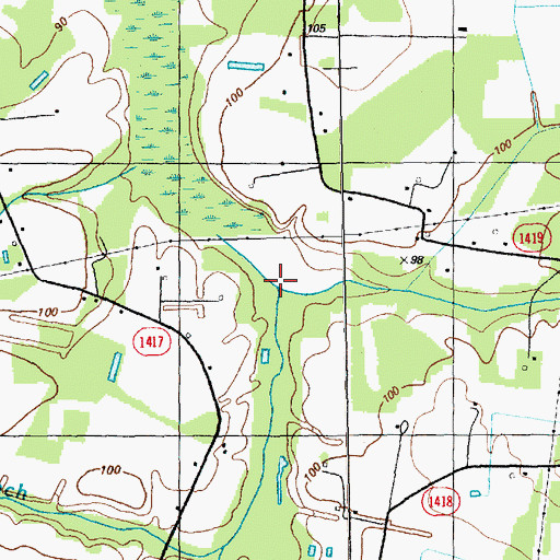 Topographic Map of Water Branch, NC